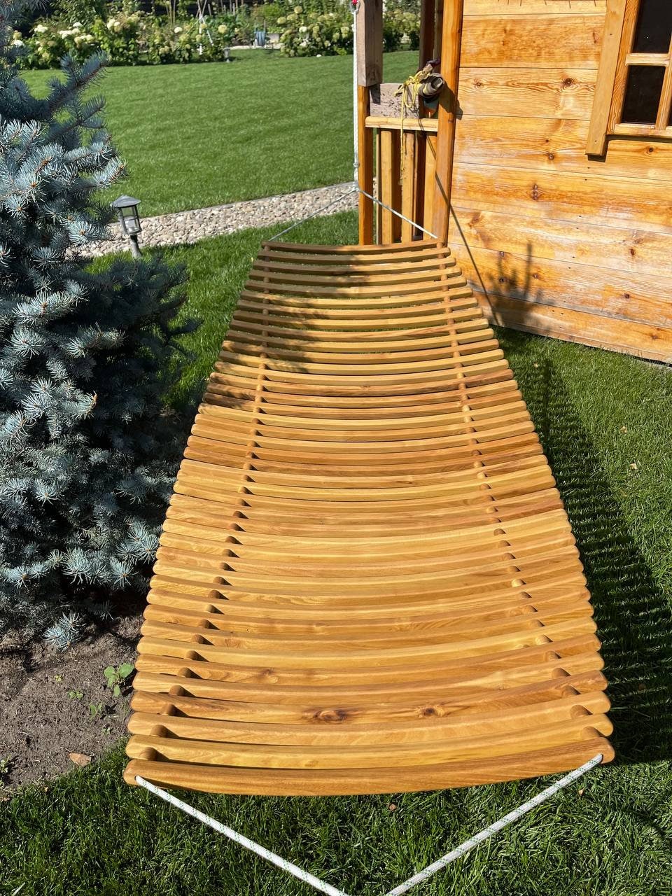 Handcrafted Wooden Hammock Lounger – Natural Oak