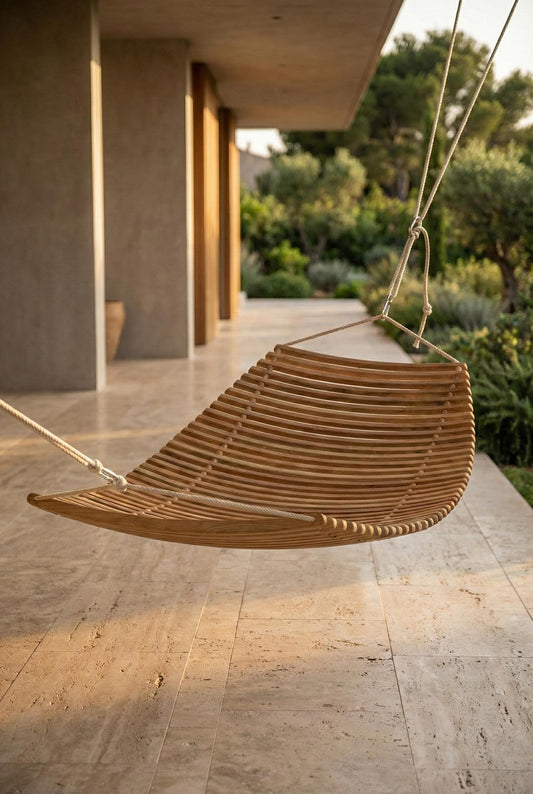 Handcrafted Wooden Hammock Lounger – Natural Oak