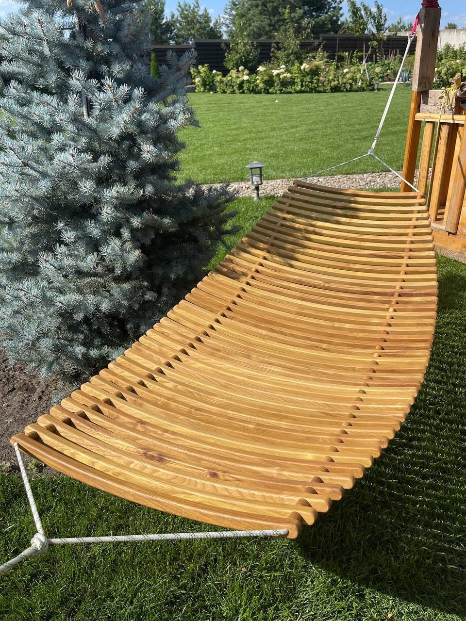 Handcrafted Wooden Hammock Lounger – Natural Oak