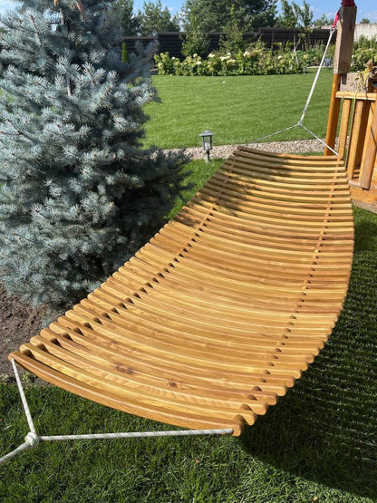 Handcrafted Wooden Hammock Lounger – Natural Oak
